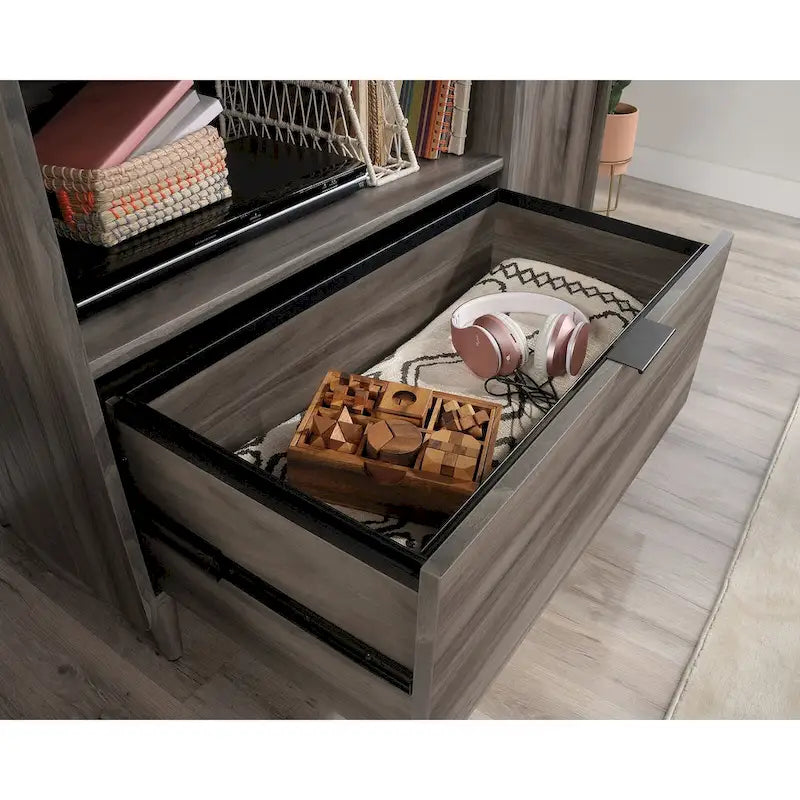 Credenza porta TV a 2 ante con spazio di archiviazione | Jet Acacia / Acero Naturale | Adatta a 1 TV fino a 46"