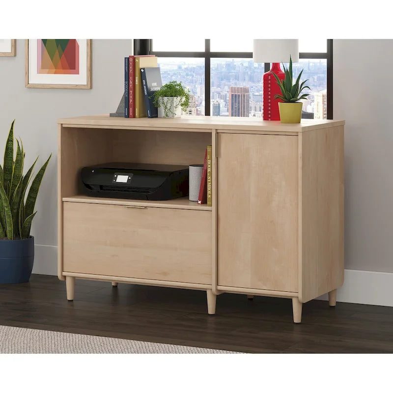 Credenza porta TV a 2 ante con spazio di archiviazione | Jet Acacia / Acero Naturale | Adatta a 1 TV fino a 46"