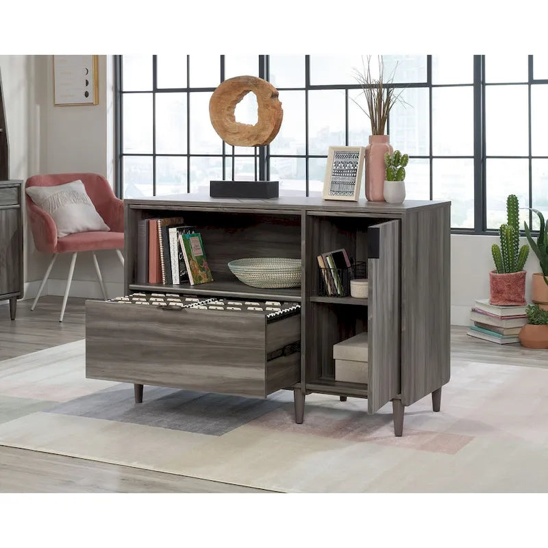 Credenza porta TV a 2 ante con spazio di archiviazione | Jet Acacia / Acero Naturale | Adatta a 1 TV fino a 46"