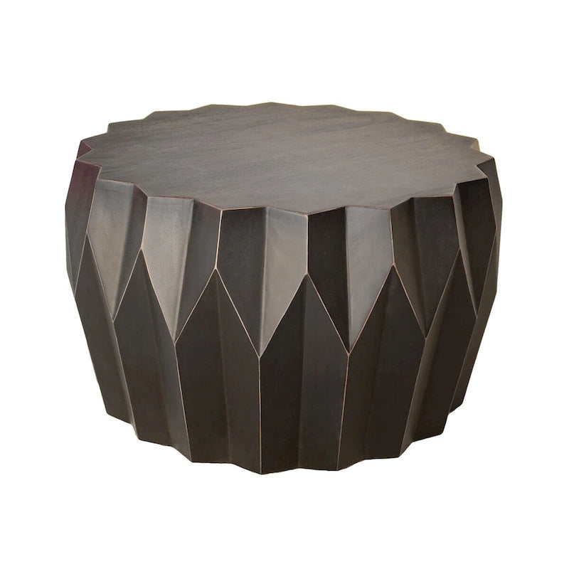 HomeRoots 29 Black Solid Wood Round Distressed Coffee Table
