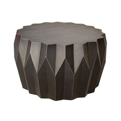 HomeRoots 29 Black Solid Wood Round Distressed Coffee Table