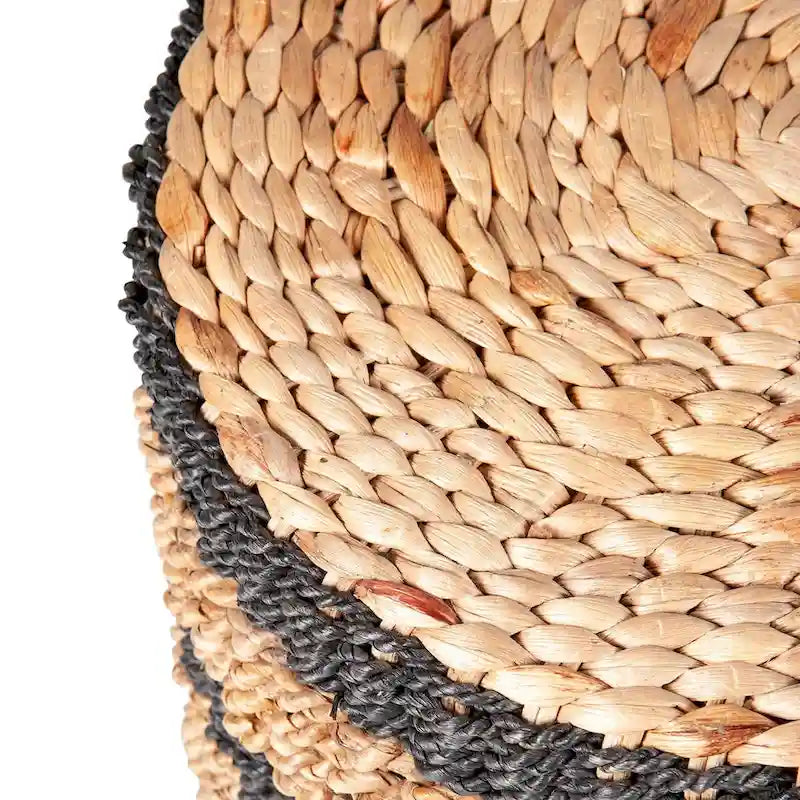 Tavolino/Pouf Accentato con Tamburo Intrecciato Marrone, Posti a Sedere 1 – Alghe Marine e Giacinto d'Acqua