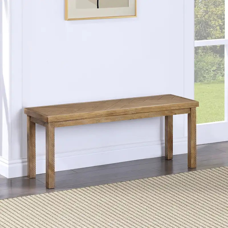 Panca da pranzo in legno Chevron naturale/grigio, 1–2 posti, 112 cm