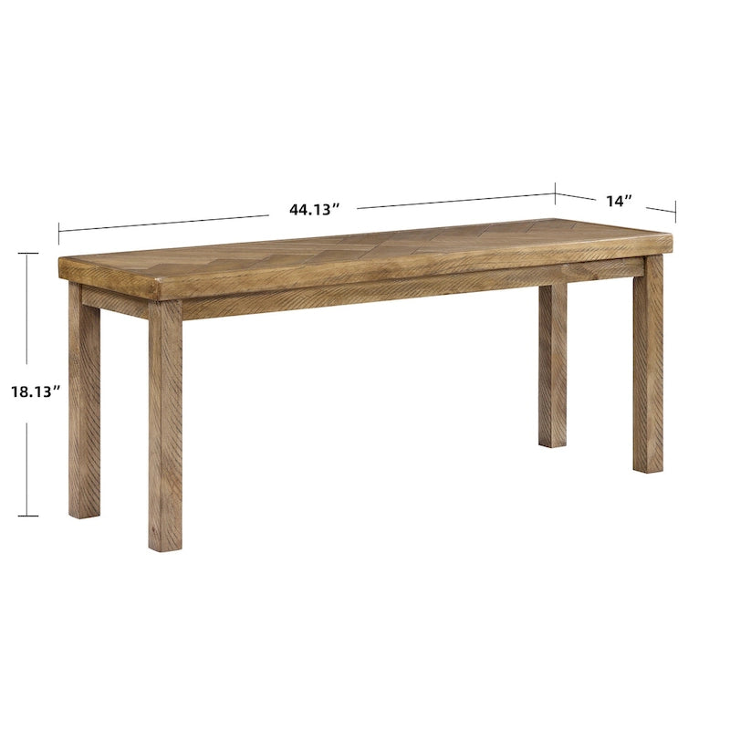 Panca da pranzo in legno Chevron naturale/grigio, 1–2 posti, 112 cm