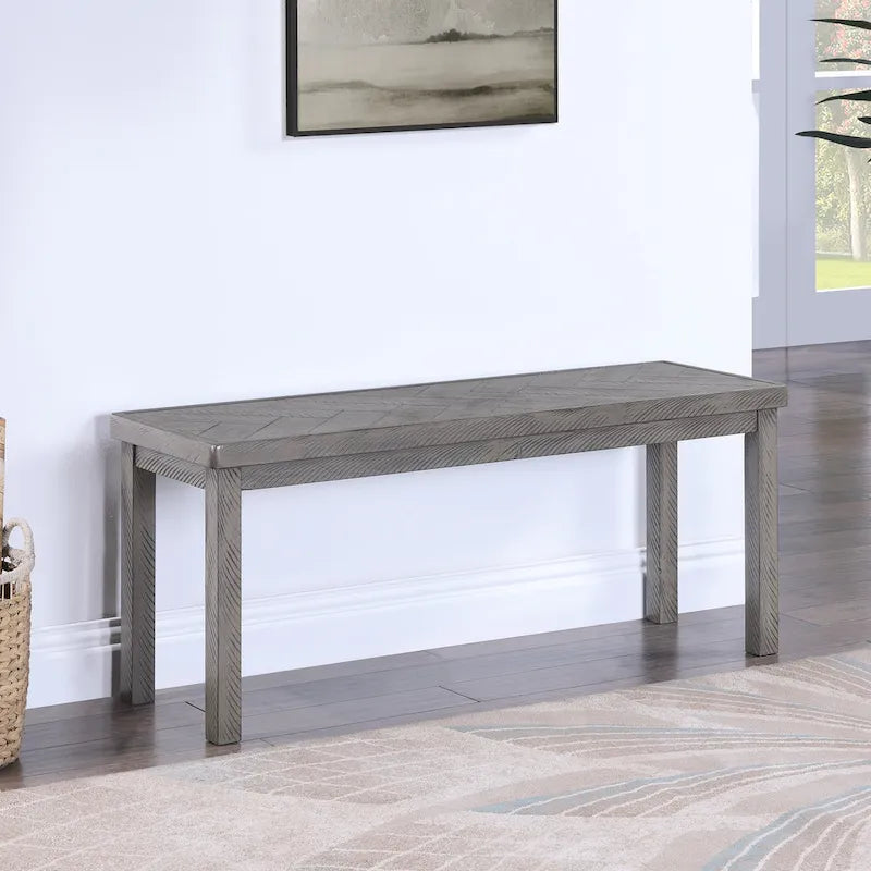 Panca da pranzo in legno Chevron naturale/grigio, 1–2 posti, 112 cm