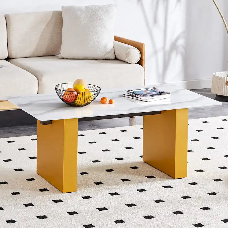 Tavolo con piano in vetro temperato color argento/oro e base a colonna in MDF, 4-6 posti a sedere, stile minimalista