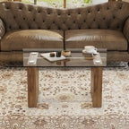 Tavolo con piano in vetro temperato color argento/oro e base a colonna in MDF, 4-6 posti a sedere, stile minimalista