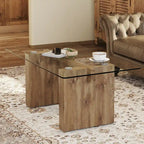 Tavolo con piano in vetro temperato color argento/oro e base a colonna in MDF, 4-6 posti a sedere, stile minimalista