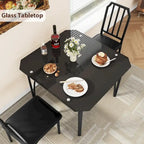 Set tavolo da pranzo in vetro temperato nero – 2 o 4 posti
