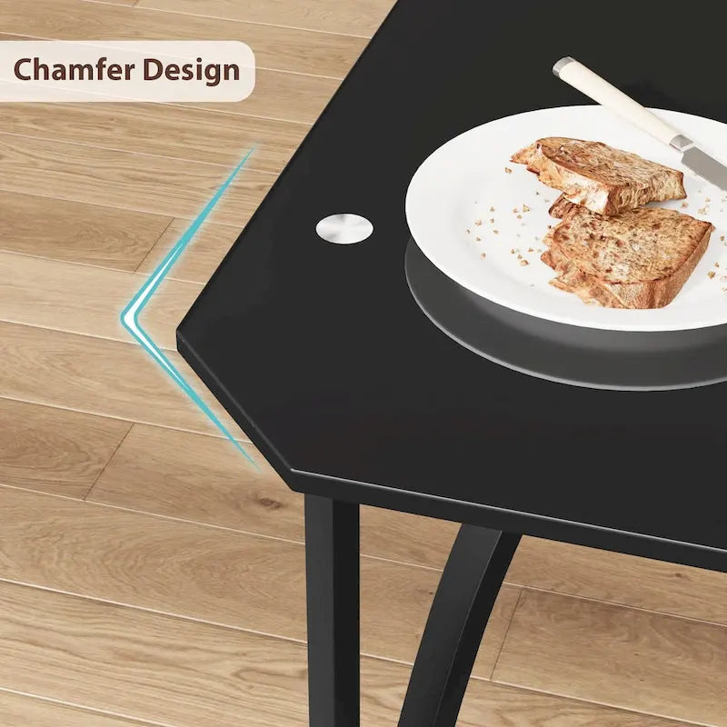 Set tavolo da pranzo in vetro temperato nero – 2 o 4 posti