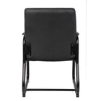 Sedia per ospiti in vinile nero con braccioli fissi, base a slitta, 1 posto, portata 158 kg