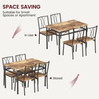 Set tavolo da pranzo industriale marrone, 4 posti, 1 tavolo e 4 sedie