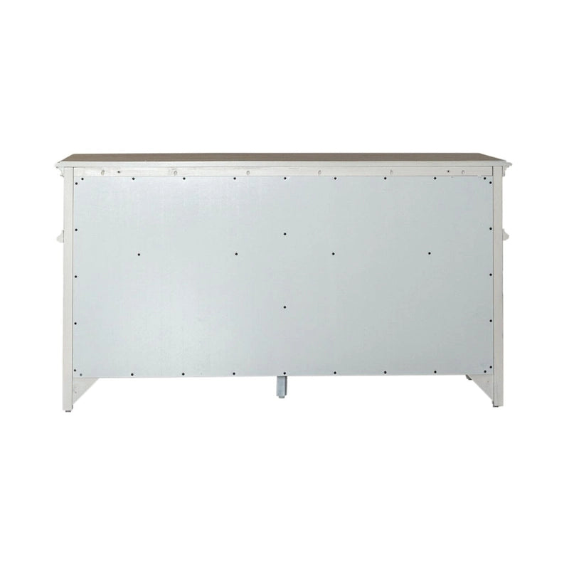 Credenza spazzolata bianca anticata, top tortora, unità singola
