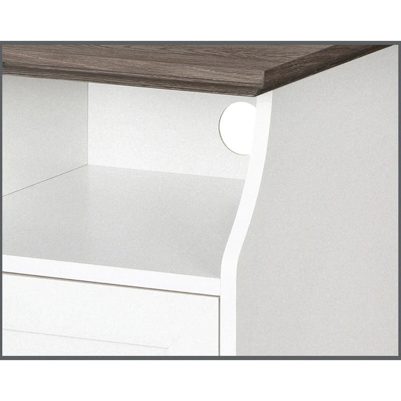 Cassettiera verticale a 2 ante in rovere bianco e grigio con vano portaoggetti nascosto – 1 persona