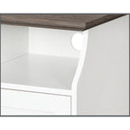 Cassettiera verticale a 2 ante in rovere bianco e grigio con vano portaoggetti nascosto – 1 persona