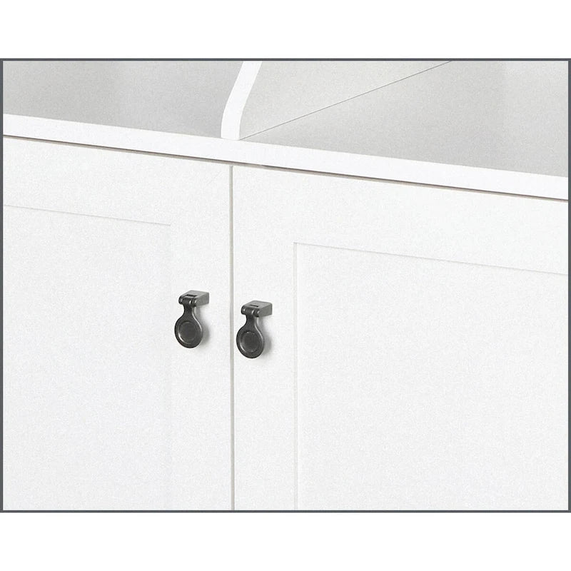 Cassettiera verticale a 2 ante in rovere bianco e grigio con vano portaoggetti nascosto – 1 persona