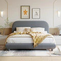 Letto a piattaforma intera ricurvo in pile Teddy grigio/beige, per 2 persone