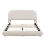 Letto a piattaforma intera ricurvo in pile Teddy grigio/beige, per 2 persone