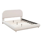 Letto a piattaforma intera ricurvo in pile Teddy grigio/beige, per 2 persone