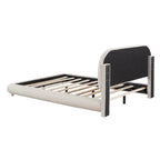 Letto a piattaforma intera ricurvo in pile Teddy grigio/beige, per 2 persone
