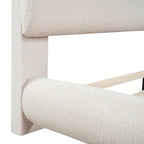 Letto a piattaforma intera ricurvo in pile Teddy grigio/beige, per 2 persone