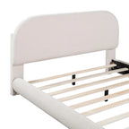 Letto a piattaforma intera ricurvo in pile Teddy grigio/beige, per 2 persone