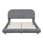 Letto a piattaforma intera ricurvo in pile Teddy grigio/beige, per 2 persone