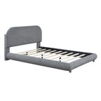 Letto a piattaforma intera ricurvo in pile Teddy grigio/beige, per 2 persone