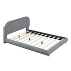 Letto a piattaforma intera ricurvo in pile Teddy grigio/beige, per 2 persone