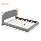 Letto a piattaforma intera ricurvo in pile Teddy grigio/beige, per 2 persone