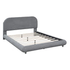 Letto a piattaforma intera ricurvo in pile Teddy grigio/beige, per 2 persone