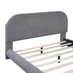 Letto a piattaforma intera ricurvo in pile Teddy grigio/beige, per 2 persone
