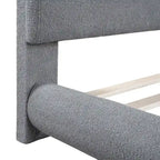 Letto a piattaforma intera ricurvo in pile Teddy grigio/beige, per 2 persone