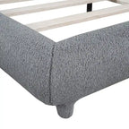 Letto a piattaforma intera ricurvo in pile Teddy grigio/beige, per 2 persone