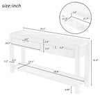 Console con 2 Cassetti e 1 Ripiano – Blu Scuro / Nero / Marrone Antico