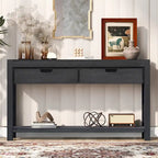 Console con 2 Cassetti e 1 Ripiano – Blu Scuro / Nero / Marrone Antico