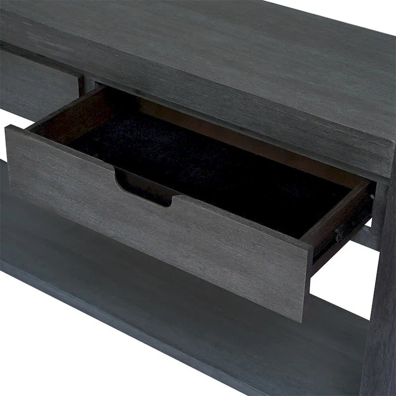 Console con 2 Cassetti e 1 Ripiano – Blu Scuro / Nero / Marrone Antico