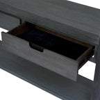Console con 2 Cassetti e 1 Ripiano – Blu Scuro / Nero / Marrone Antico