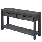 Console con 2 Cassetti e 1 Ripiano – Blu Scuro / Nero / Marrone Antico