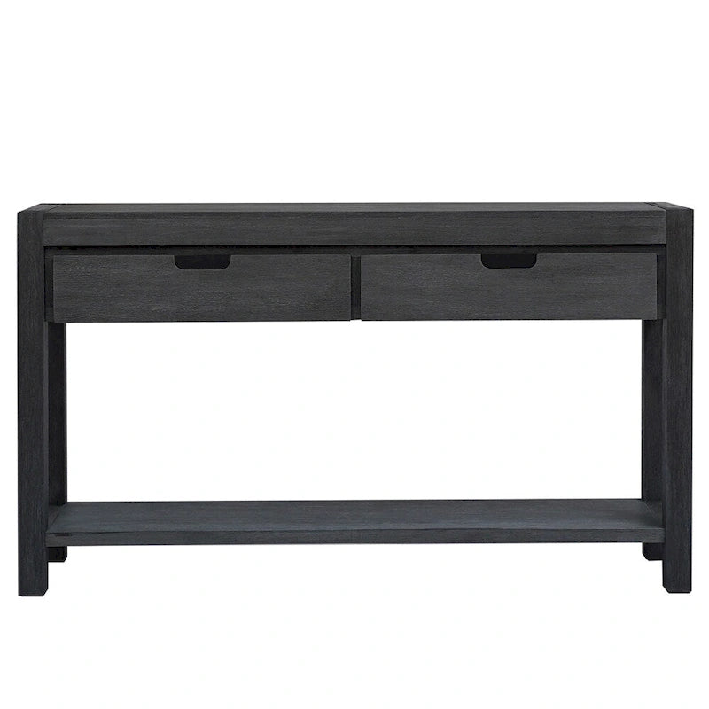 Console con 2 Cassetti e 1 Ripiano – Blu Scuro / Nero / Marrone Antico