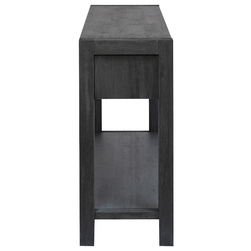 Console con 2 Cassetti e 1 Ripiano – Blu Scuro / Nero / Marrone Antico
