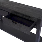 Console con 2 Cassetti e 1 Ripiano – Blu Scuro / Nero / Marrone Antico