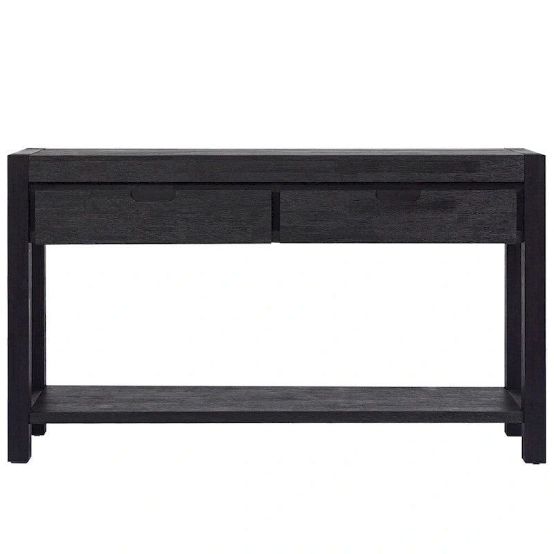 Console con 2 Cassetti e 1 Ripiano – Blu Scuro / Nero / Marrone Antico