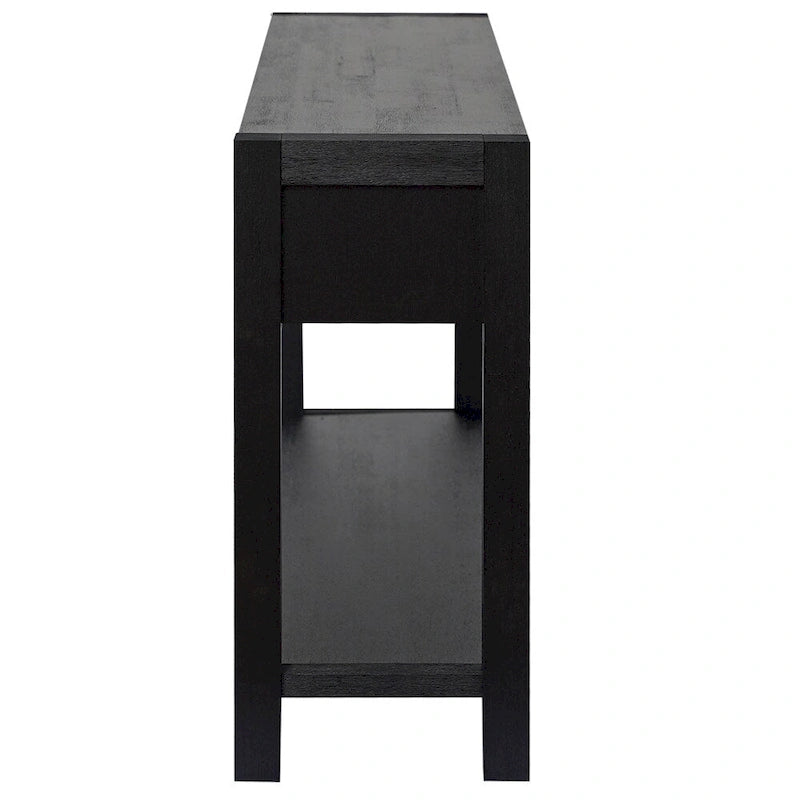 Console con 2 Cassetti e 1 Ripiano – Blu Scuro / Nero / Marrone Antico