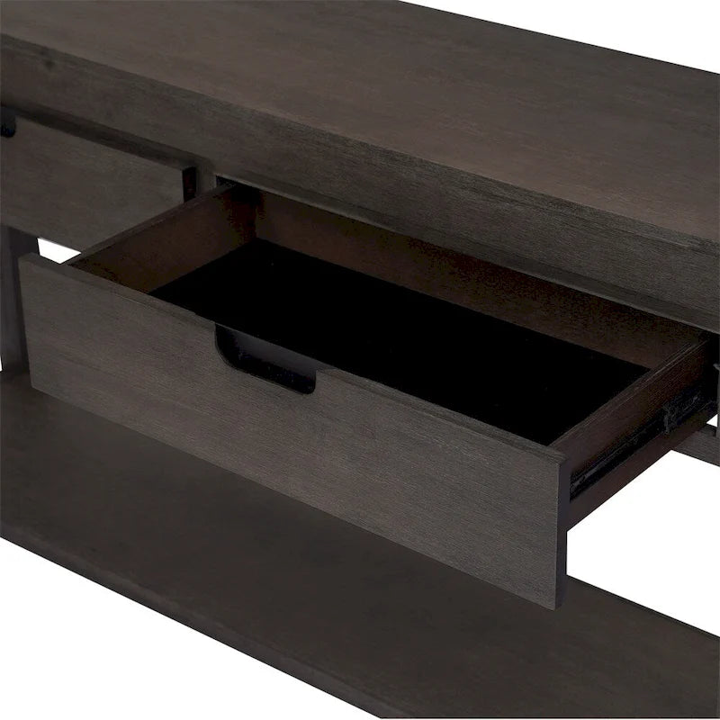 Console con 2 Cassetti e 1 Ripiano – Blu Scuro / Nero / Marrone Antico