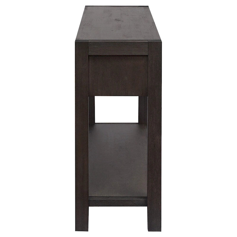 Console con 2 Cassetti e 1 Ripiano – Blu Scuro / Nero / Marrone Antico