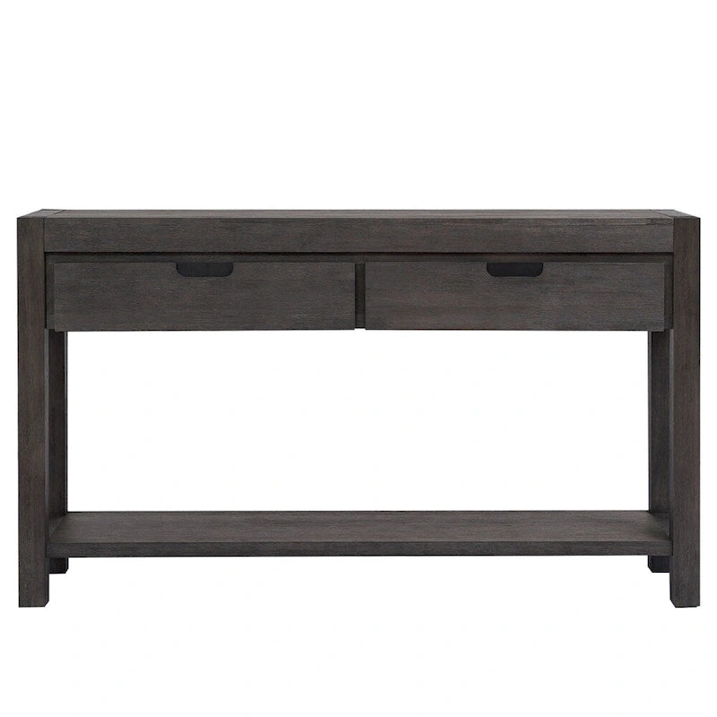 Console con 2 Cassetti e 1 Ripiano – Blu Scuro / Nero / Marrone Antico