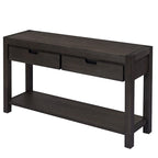 Console con 2 Cassetti e 1 Ripiano – Blu Scuro / Nero / Marrone Antico