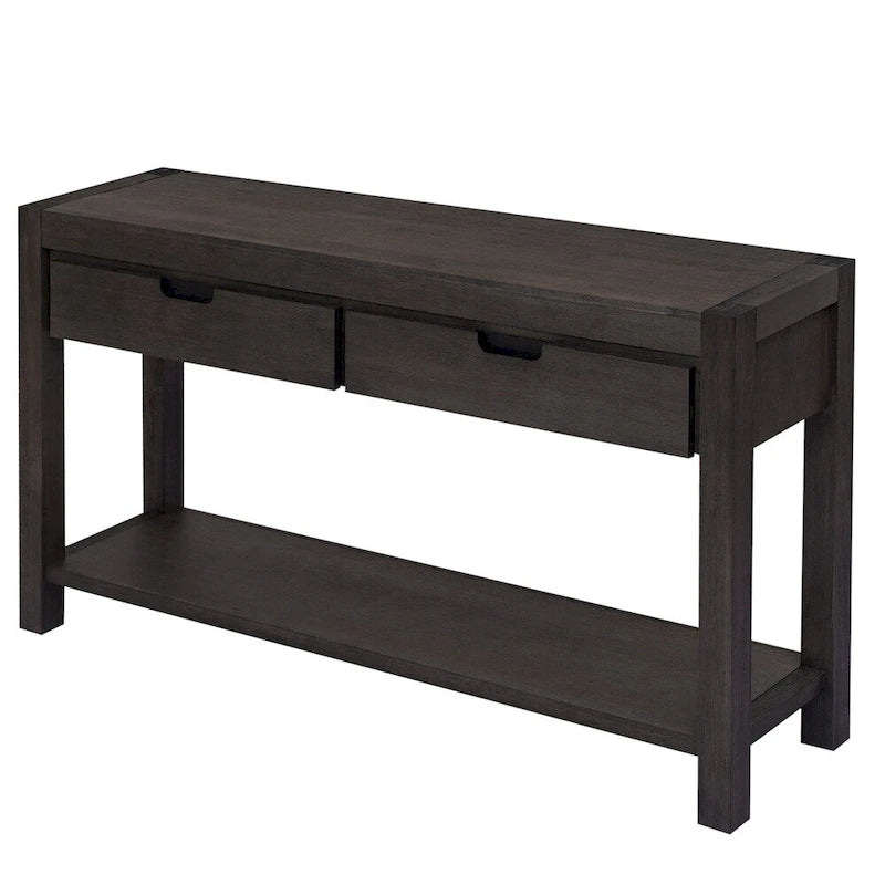 Console con 2 Cassetti e 1 Ripiano – Blu Scuro / Nero / Marrone Antico